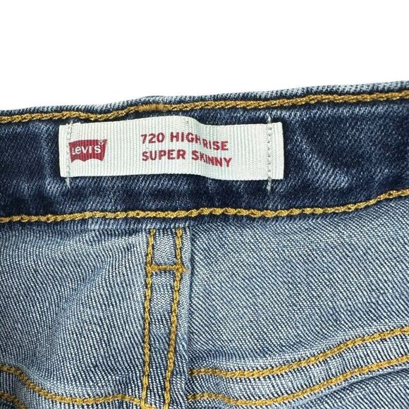 Levi's Girls 710 Super Skinny Blue Denim Mid-Rise Stretch Fit Jeans Size 16 - Picture 8 of 12
